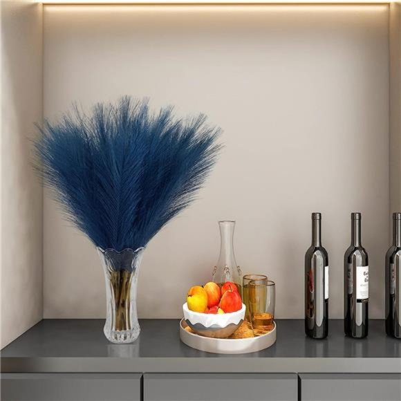 12 PCS Faux Pampas Grass Decor 18" Fake Pompous Grass Small Artificial Pompas - Picture 3 of 6